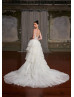 Beaded Ivory Lace Pleated Tulle Layered Chic Wedding Dress